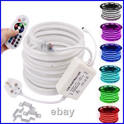 100M ROLL 220V RGB LED Neon Flex Rope Strip Light Waterproof Outdoor Lighting UK