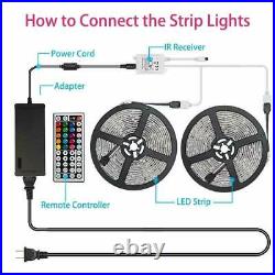 10M/5M SMD 5050/3528 RGB 150/300 LED Strip Adapter IR Remote Waterproof Kit UK