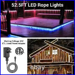 16M Outdoor LED Strip Lights Waterproof, 52.5ft Smart RGB Rope Light App Contro