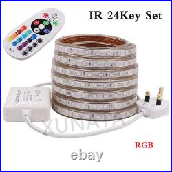 1M-20M Waterproof RGB 5050 LED Strip 220V 230V 60leds/m Flexible tape rope Light