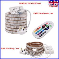 220V 5050 LED Strip Lights Waterproof Garden Decking Kitchen Rope Light+UK Plug