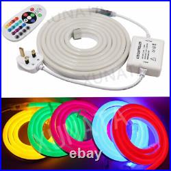 220V LED Strip Neon Flex Rope Light Waterproof Flexible Outdoor Lighting UK Plug