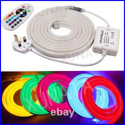220V Neon LED RGB Lights Strip Rope Flexible Wall Sign Lamp Home Outdoor Decor