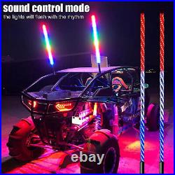 (4FT)RGB LED Whip Light With Flag APP Control 366 Modes 300 Patterns 12 To 24V