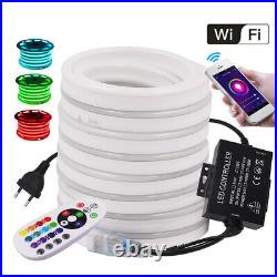 5050 RGB Neon LED Strip Light 220V Waterproof Rope Tube Lights WIFI APP Control