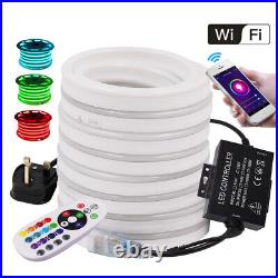 5050 RGB Neon LED Strip Light 220V Waterproof Rope Tube Lights WIFI APP Control