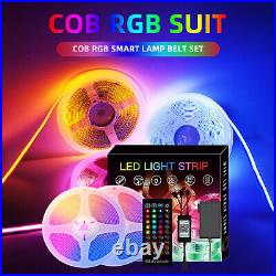 5M 10M Flexible COB LED Light Strip RGB Atmosphere Light Remote Control Plug Kit