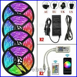 5M-20M 5050 3528 RGB SMD LED Strip Light+Bluetooth WiFi Remote 12V Power Supply
