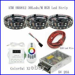 5M-25M WS2812B LED Strip IC 30 leds/M RGB Smart Pixel Strip +controller+5V power