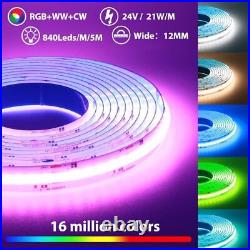5M WIFI High Density RGB+CCT Cob Led Strip Lights Flexible Dimmable Xmas Decor