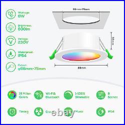 68mm RGB WIFI LED Recessed Ceiling Light Bluetooth Dimmable Spot Downlights IP54
