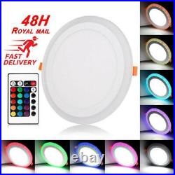 6/12/18W Dimmable RGB Color LED Panel Light Recessed Flat Ceiling Downlight UK