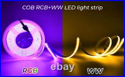 COB LED Strip Light RGB+Warm White High Density Flexible Tape Cabinet Kitchen