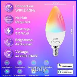 E14 5.5W Smart WiFi LED Light Bulbs RGB/CWithWW Dimmable Spotlight for Alexa