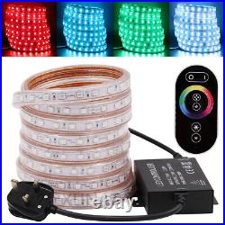 High Bright 220V 5050 RGB Dimmable LED Strip Lights Rope Tape Waterproof +Remote