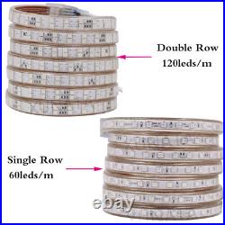 High Bright 220V 5050 RGB Dimmable LED Strip Lights Rope Tape Waterproof +Remote