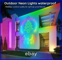 LED Neon Rope Strip Lights RGB Music Sync Gaming Lighting App Remote Control 15M