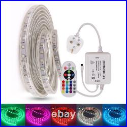 LED Strip Lights 240V 220V 5050 Waterproof Tape Rope Outdoor Lighting UK Plug In