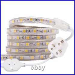 LED Strip Lights 240V 220V 5050 Waterproof Tape Rope Outdoor Lighting UK Plug In