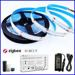 Mini Zigbee 3.0 COB RGB+CCT LED Strip 24V 5050SMD Color Changing Light for Alexa