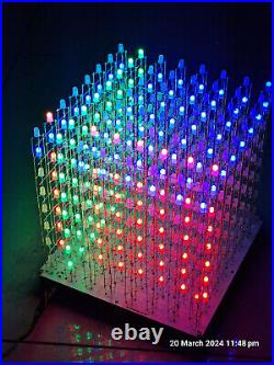 RGB LED Cube 8x8x8 3D Full Color Animated Music Spectrum Fully Assembled