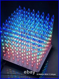 RGB LED Cube 8x8x8 3D Full Color Animated Music Spectrum Fully Assembled