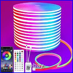 Segrass 15M LED neon Lights Strip 24v RGB LED neon Rope with Remote/APP Control